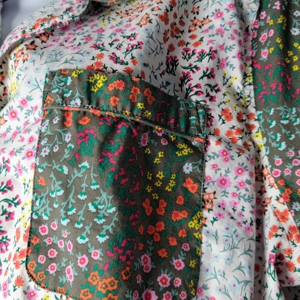 Lands' End Pajama Top‎ 1X Floral Button Front Cotton India Cottagecore Soft - Picture 2 of 7